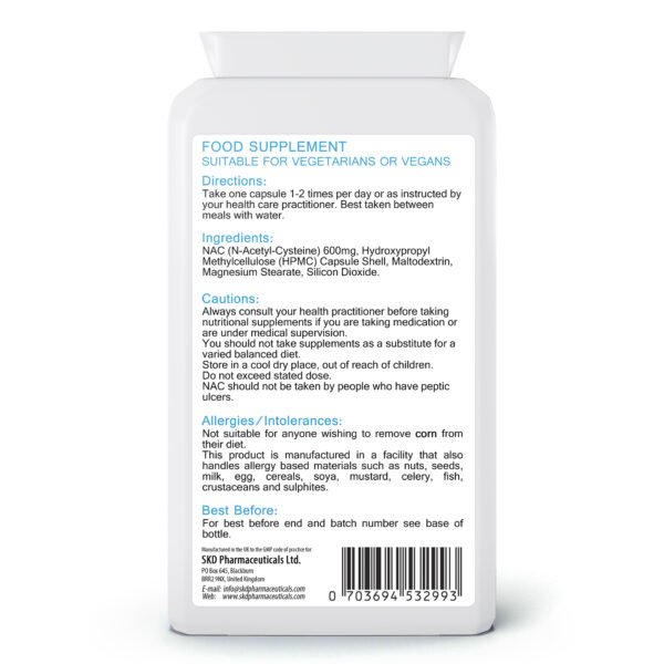 Broncho-Assist | N-Acetyl-Cysteine (NAC) | 600mg | 120 Capsules | Lung Support - Image 3