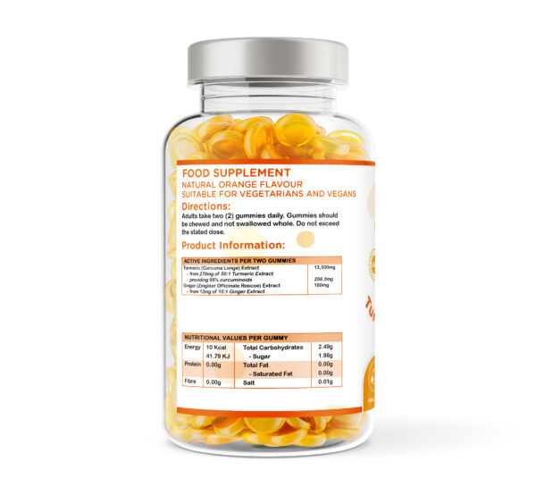 Turmeric & Ginger | 60 & 120 Gummies | Orange Flavour | 2 Months Supply | Vegan - Image 2