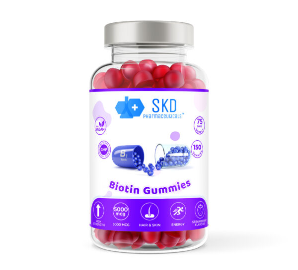 Biotin | 5000mcg | 60 & 150 Gummies | Strawberry Flavour | Vegan