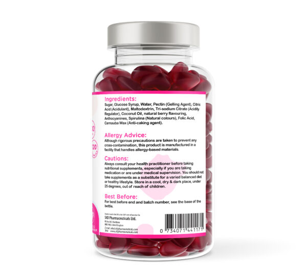 Skin, Hair, Nails Complex | 60 & 150 Gummies | Raspberry Flavour | Vegan - Image 3